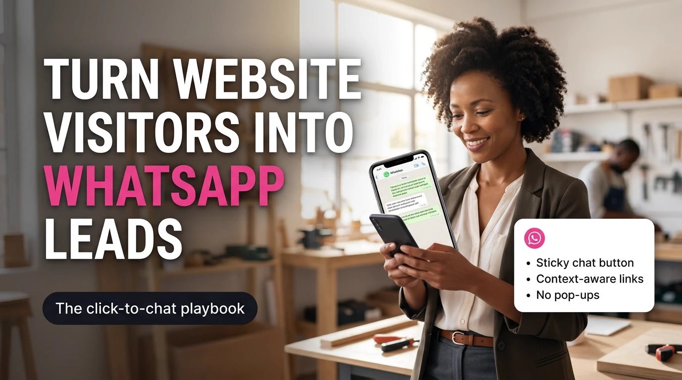 A South African small business owner reading a WhatsApp chat from her website on her phone